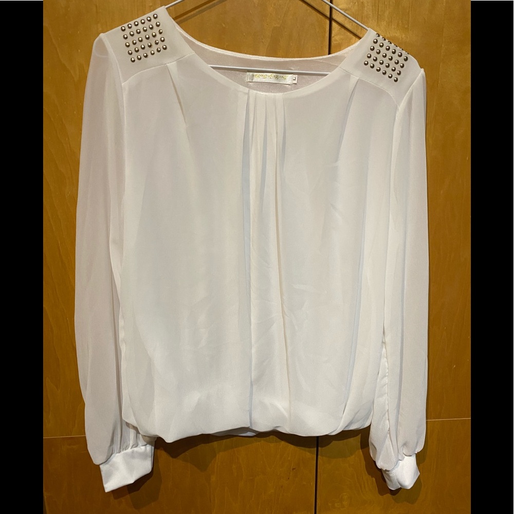 White chiffon top with silver stud